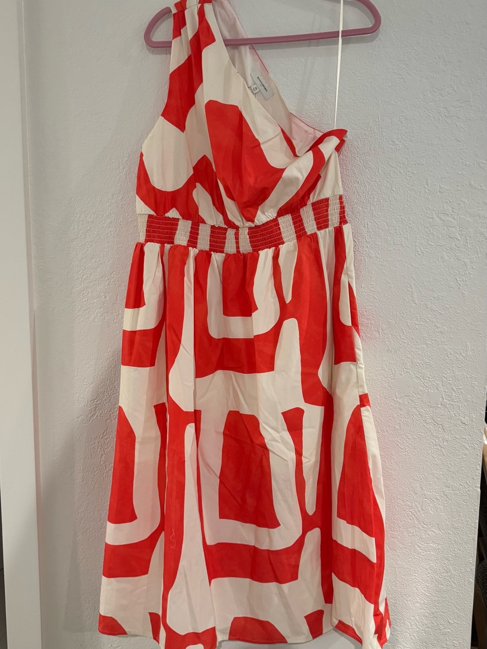 Banana Republic Coral & Cream  One-Shoulder Midi Dress